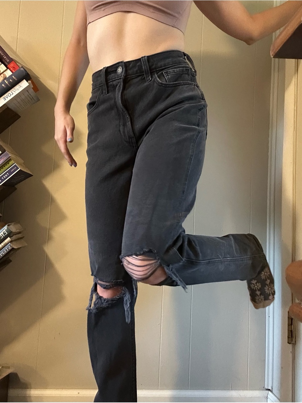 Hollister Black Distressed Boyfriend Jeans